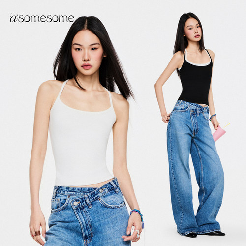 asomesome美式细肩带工字背心女