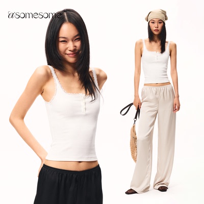 asomesome辣妹亨利领蕾丝边吊带