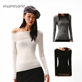 asomesome全羊毛亲肤针织打底衫 女秋冬一字肩毛衣修身 内搭上衣