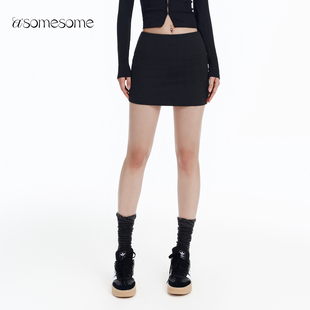 asomesome美式运动卫裙A字裙辣妹黑色包臀短裙女休闲半身网球裙