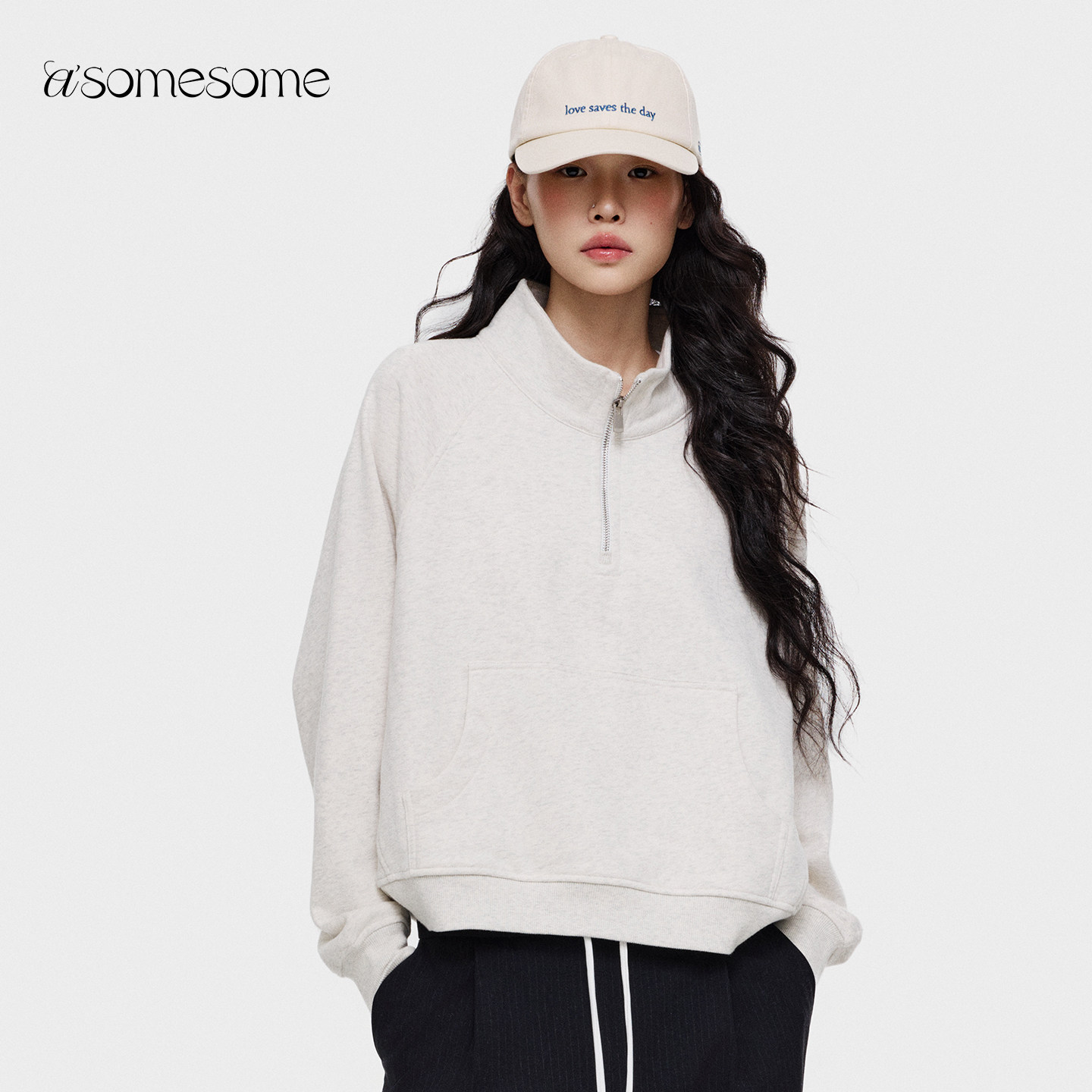 asomesome美式拉链立领短款套头卫衣女春新款宽松显瘦上衣外套,女装/女士精品,卫衣/绒衫,淘宝优惠券,粉丝福利购,淘宝优惠卷