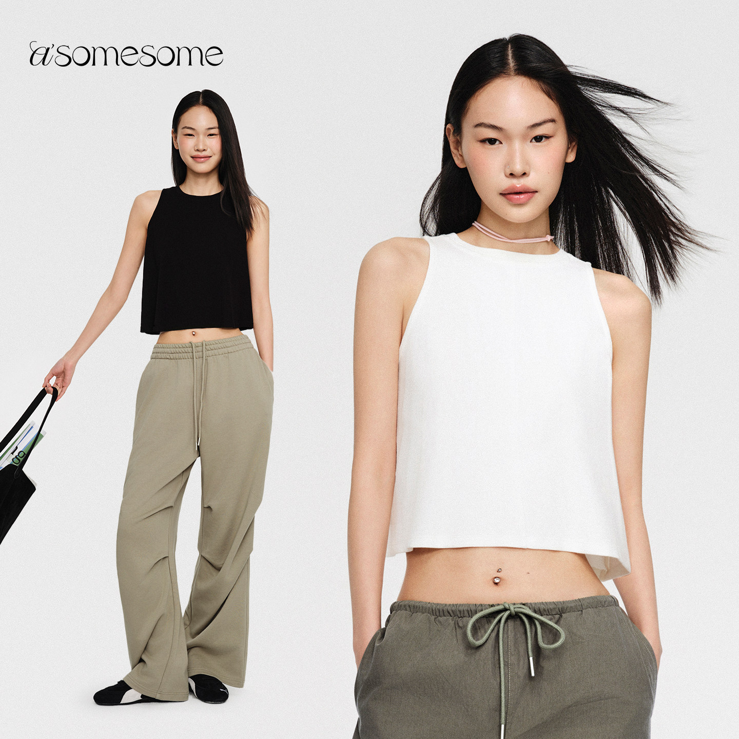 asomesome运动露脐宽松吊带背心