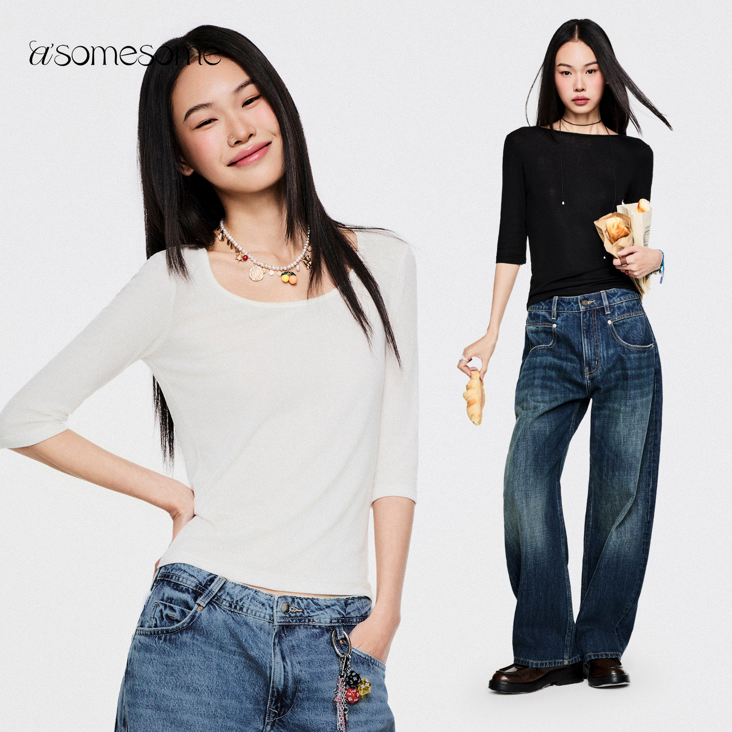 asomesome天丝羊毛打底衫白色微透露背针织衫短袖女春款修身中袖,女装/女士精品,T恤,淘宝优惠券,粉丝福利购,淘宝优惠卷