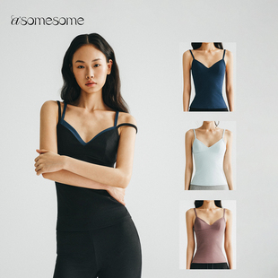 asomesome美式辣妹v领修身吊带背心女夏百搭遮副乳内搭无袖上衣