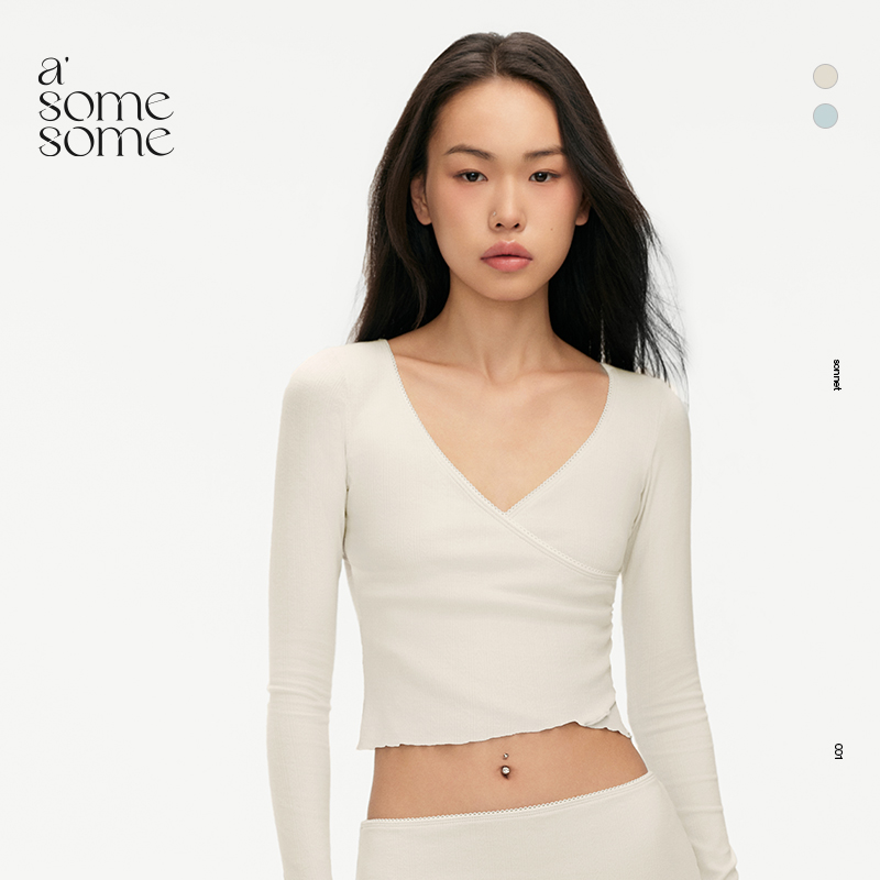asomesome美式辣妹提花罩衫长袖T恤女2025秋季修身打底衫外搭上衣