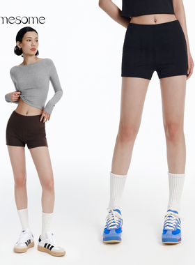 asomesome美式辣妹运动瑜伽紧身短裤女夏外穿高腰热裤黑色打底裤