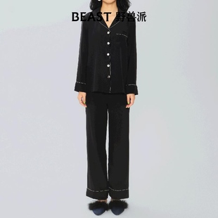 紳士男女情侶雙縐銀珠滾邊套裝 BEAST野獸派 睡衣睡衣
