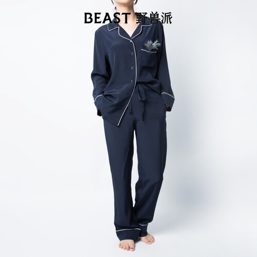 BEAST野兽派绅士男女双绉22姆真丝家居服情侣睡衣新婚节日生日礼