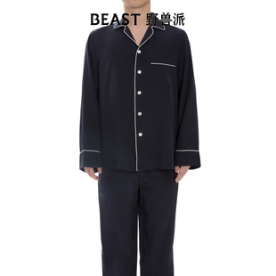BEAST野獸派紳士男女雙縐真絲家居服套裝 情侶睡衣
