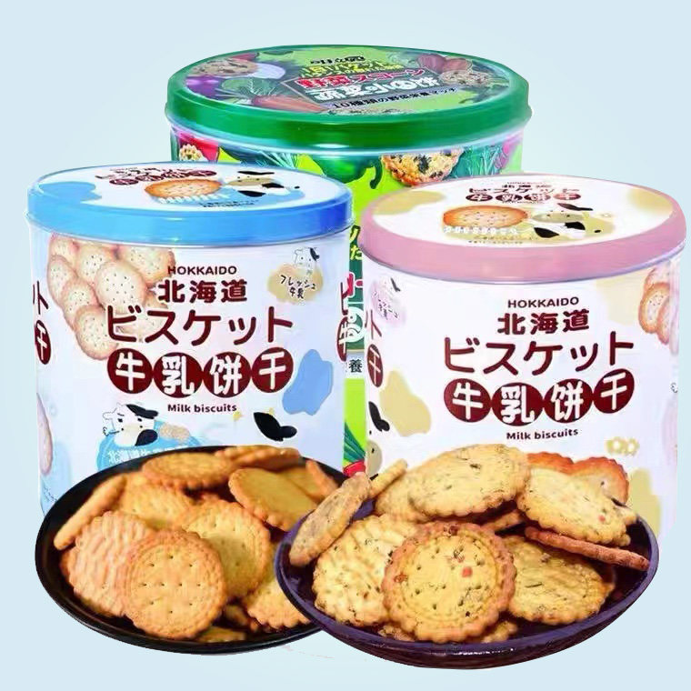 可拉奥牛乳饼干北海道风味罐装海盐网红薄脆奶盐日式小圆饼下午茶