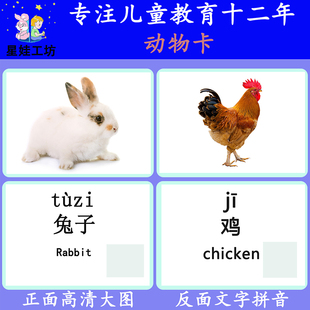 动物宝宝早教认知卡片早教语言发育迟缓家庭干预儿童训练教材教具