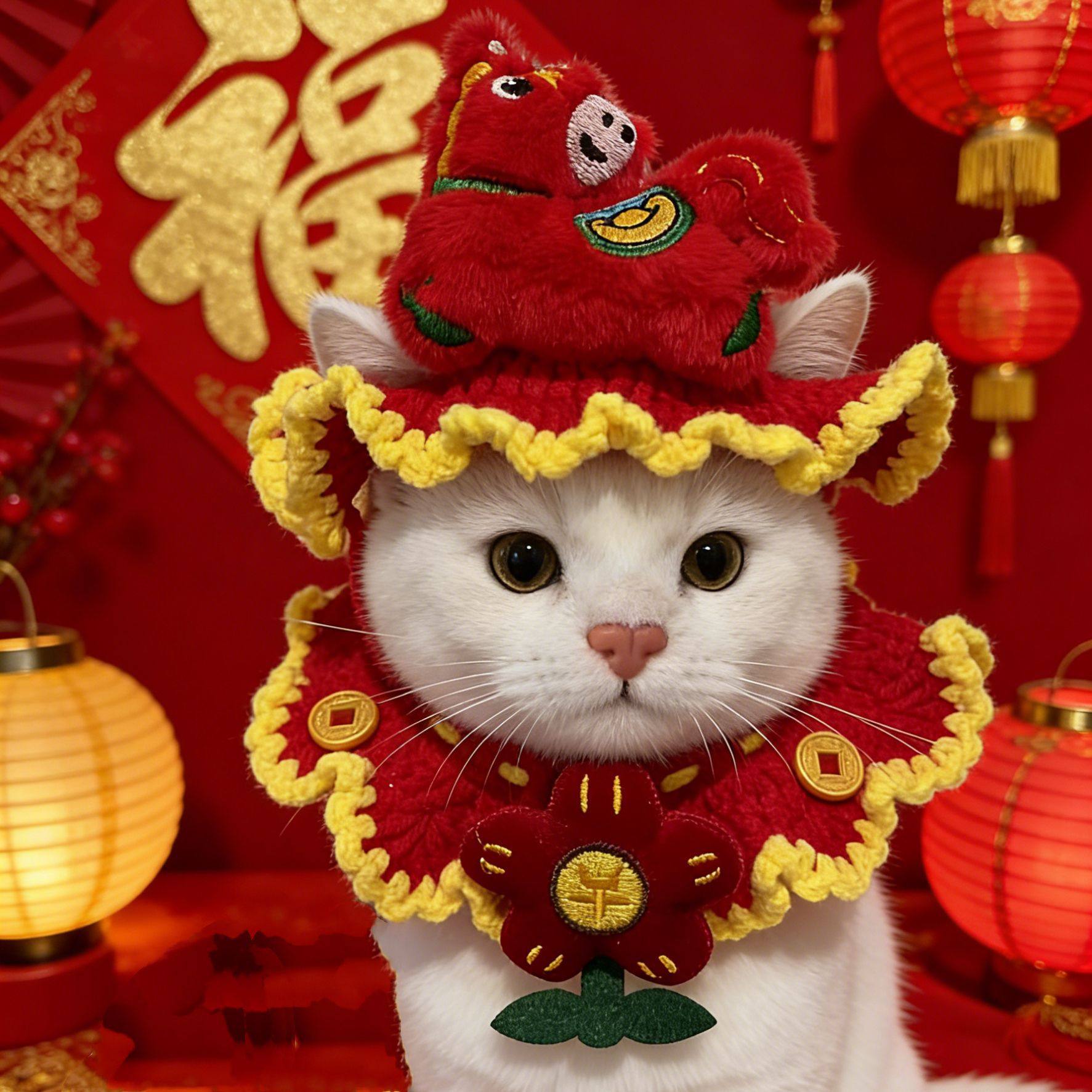 马年猫咪套装装扮马上發财项圈狗狗元宝招财红色小马帽子宠物装饰,宠物/宠物食品及用品,项圈/肩带,淘宝优惠券,粉丝福利购,淘宝优惠卷