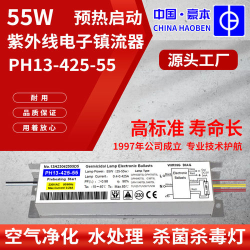 豪本6W10W20W30W40W55W水处理消毒杀毒灯UV紫外线镇流器PH13PY13