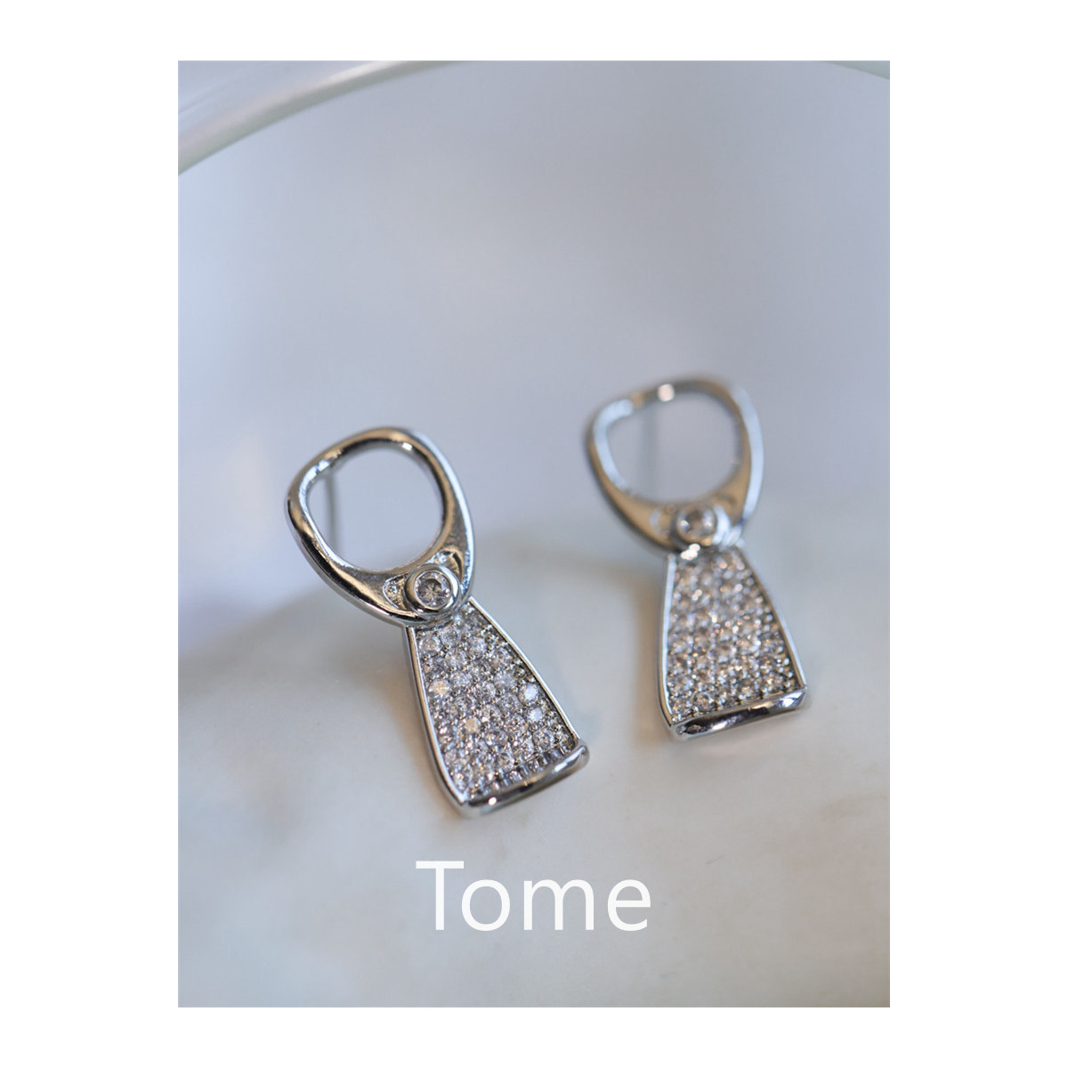 tome/ 超隐形银色闪耀锆石长款硅胶蚊香盘耳夹无耳洞无痛包邮