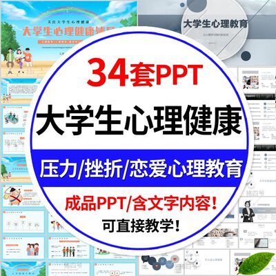大学生心理健康PPT成品动态教育课件情绪管理培训班会讲座资料
