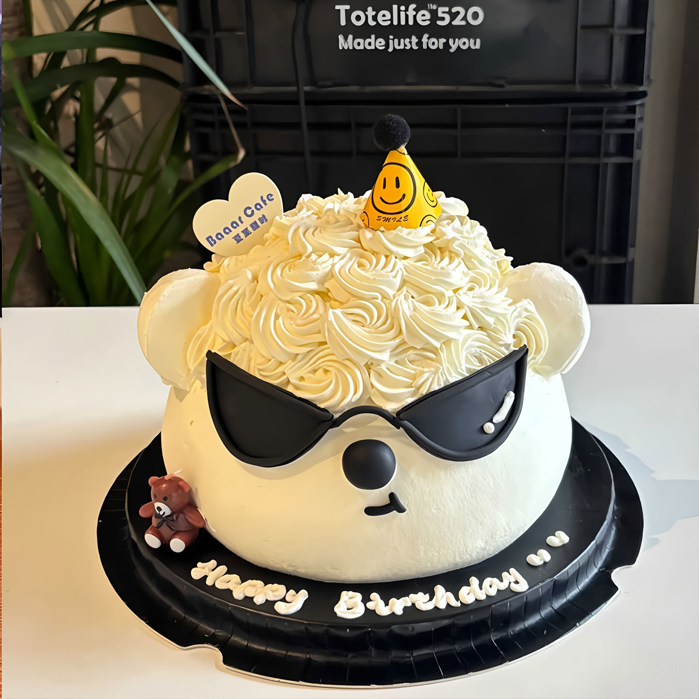 网红墨镜小狗生日蛋糕装饰摆件