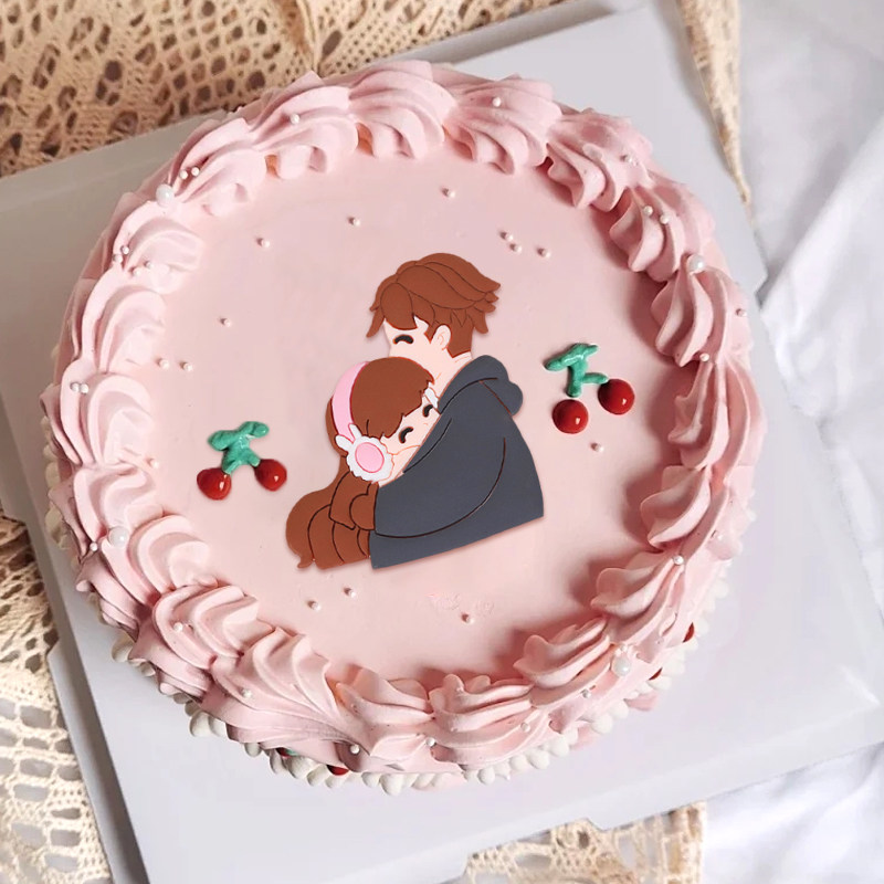 情人节蛋糕装饰情侣软胶人偶浪漫婚纱照新婚派对装扮甜品台布置