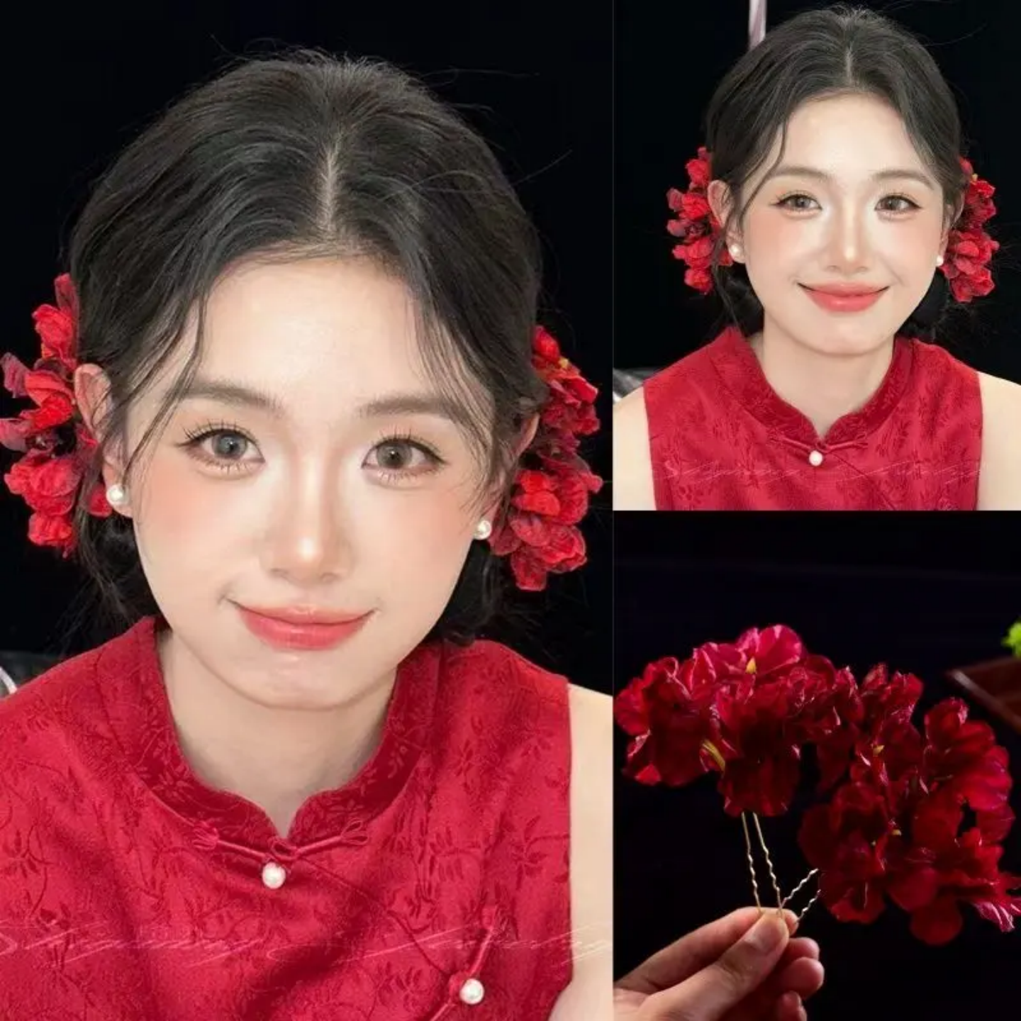 2025新款高级感气质韩系红色花朵发夹女后脑勺盘发发簪发叉头饰,饰品/流行首饰/时尚饰品新,发饰,淘宝优惠券,粉丝福利购,淘宝优惠卷