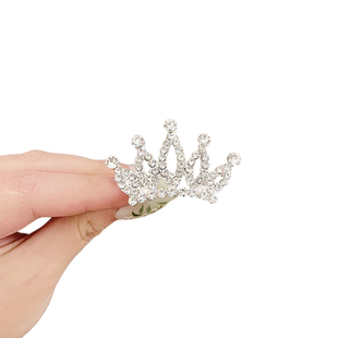 公主皇冠头饰儿童高端珍珠插梳女童生日演出王冠发箍宝宝水钻发梳