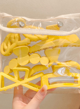 抓夹大号卡子头饰女发卡网红2026新款黄色鲨鱼夹女夏天发夹后脑勺