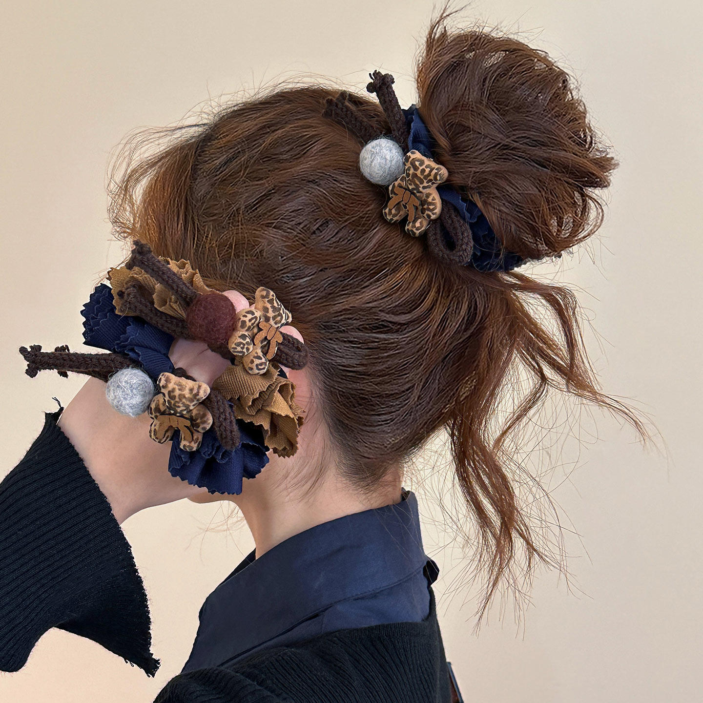 韩版复古豹纹小肠发圈女高级感气质扎马尾时尚潮流小熊头绳发饰,饰品/流行首饰/时尚饰品新,发饰,淘宝优惠券,粉丝福利购,淘宝优惠卷