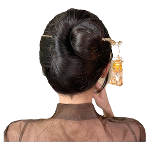 古风流苏发簪发光灯笼簪子金属莲花宫廷仙气头饰中秋节发饰品女