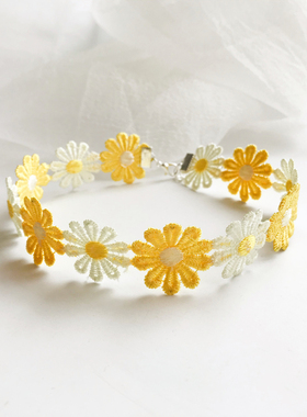 feve store 度假风清新泫雅风雏菊黄色choker项圈颈链脖子锁骨链