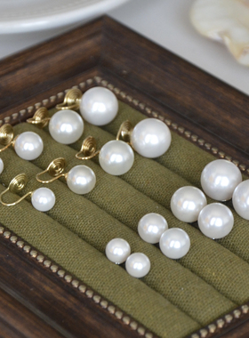 有耳夹澳白色fever同款施家珍珠耳钉正圆强光S925银针耳钉大点位