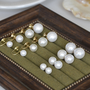 有耳夹澳白色fever同款施家珍珠耳钉正圆强光S925银针耳钉大点位