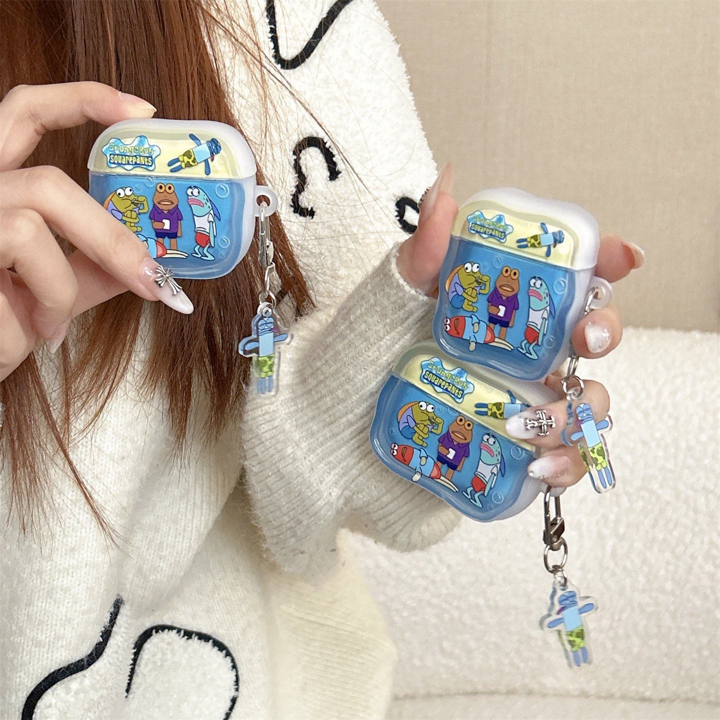 搞怪比奇堡居民苹果airpods pro3代耳机保护套适用四代无线蓝牙耳机保护壳airpods1/2代硅胶pro2代创意新三代