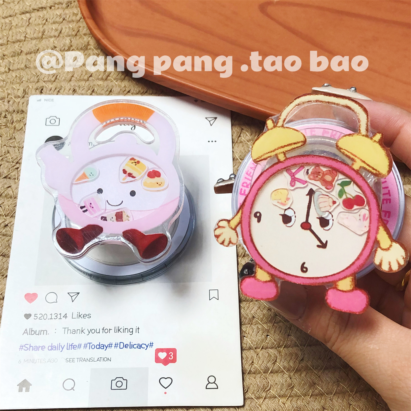 创意可爱闹钟水壶摇摇乐磁吸支架