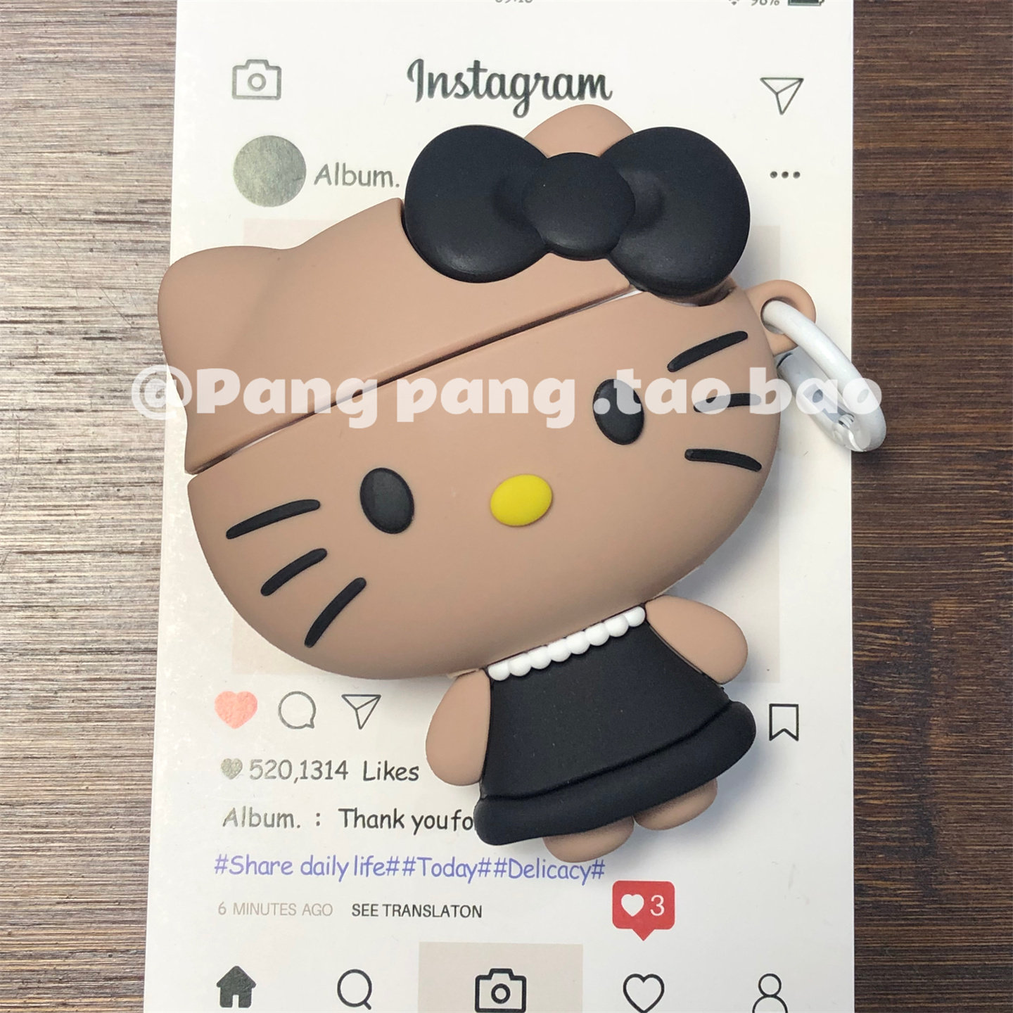 可爱趣味黑皮小香风凯蒂猫苹果airpods pro3带耳机保护套1/2代耳机包airpods 4代全包3代硅胶pro2代耳机壳女