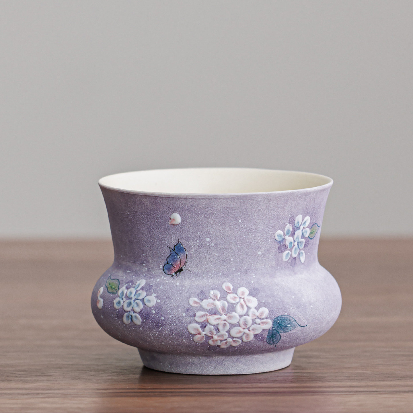 亘古 手绘创意紫间蝶舞绣球花陶瓷建水洗茶水盂茶渣缸泡茶周边,餐饮具,茶杯,淘宝优惠券,粉丝福利购,淘宝优惠卷