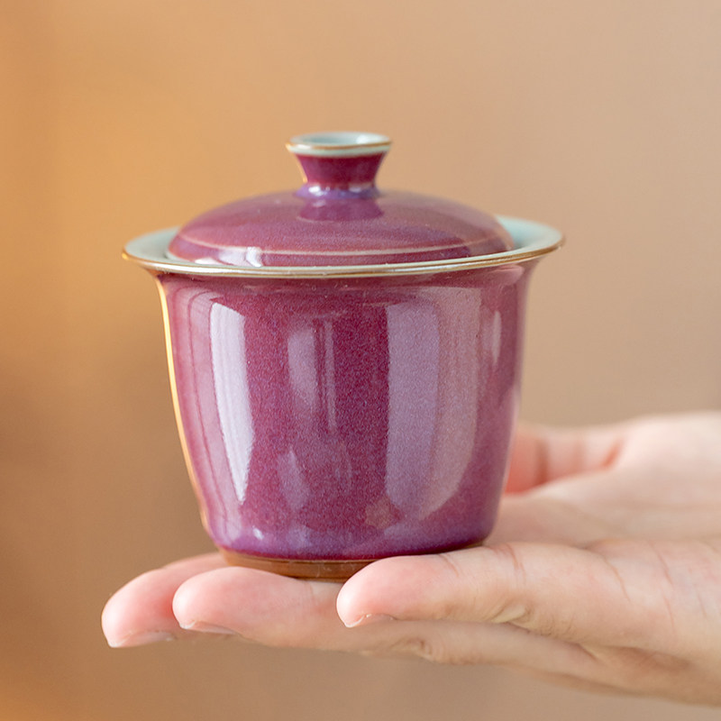二才盖碗均紫汝窑组合家用泡茶功夫茶具女士简约中式瓷盖碗复古,餐饮具,功夫茶具,淘宝优惠券,粉丝福利购,淘宝优惠卷