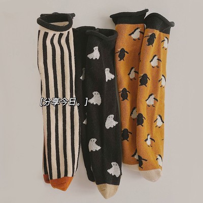 儿童潮牌复古中长筒袜子