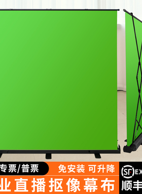 【加厚牛津布】可拉伸绿布地拉式绿幕可升降抠像布直播间搭建绿色背景布专业抠图蓝幕3D立体虚拟背景素材设备