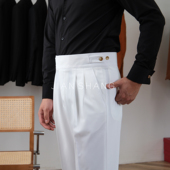 气质百搭纽扣款 显腿长修饰腿型047 廓尔喀高腰西裤