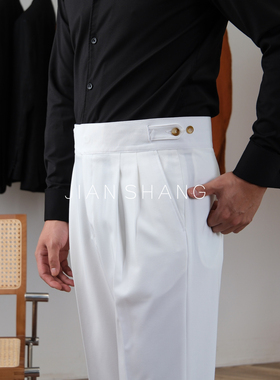 气质百搭纽扣款廓尔喀高腰西裤显腿长修饰腿型047