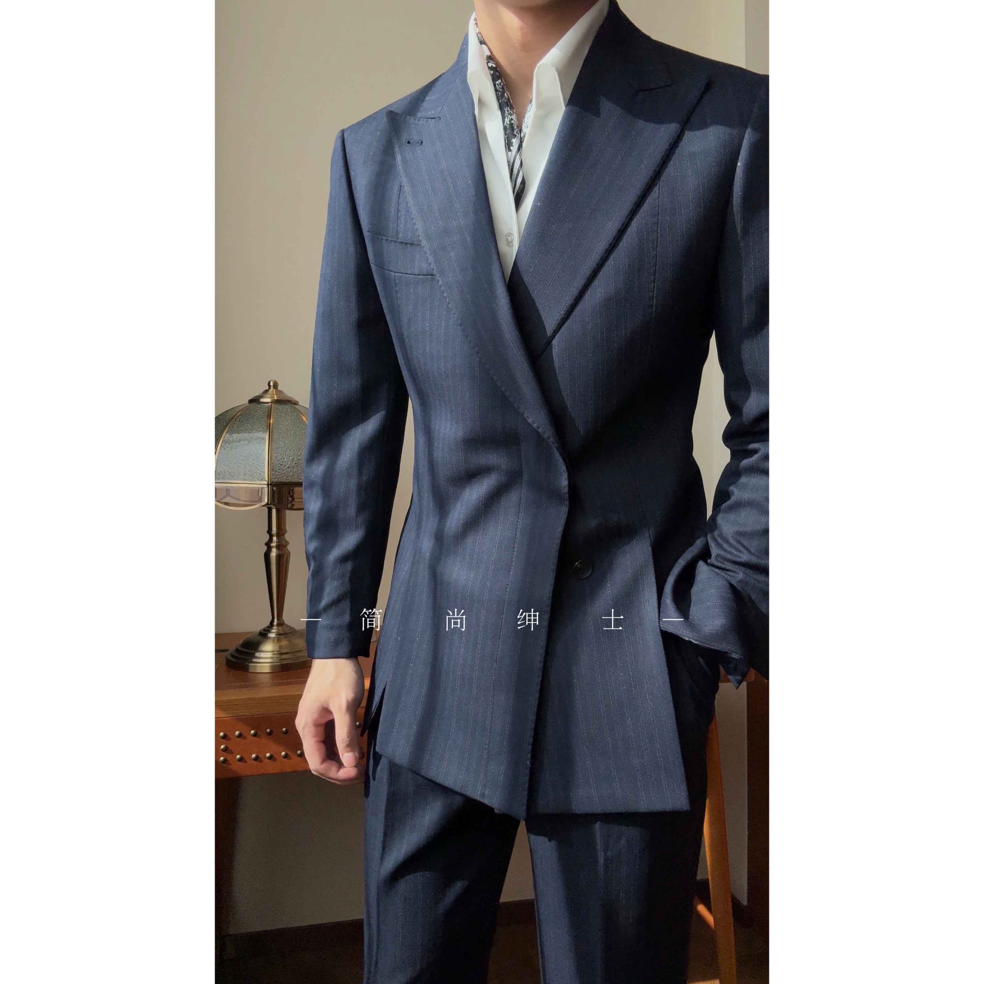新款时尚设计前开叉高级感大牌轻奢男士西服套装22210