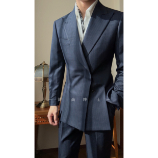 新款时尚设计前开叉高级感大牌轻奢男士西服套装22210