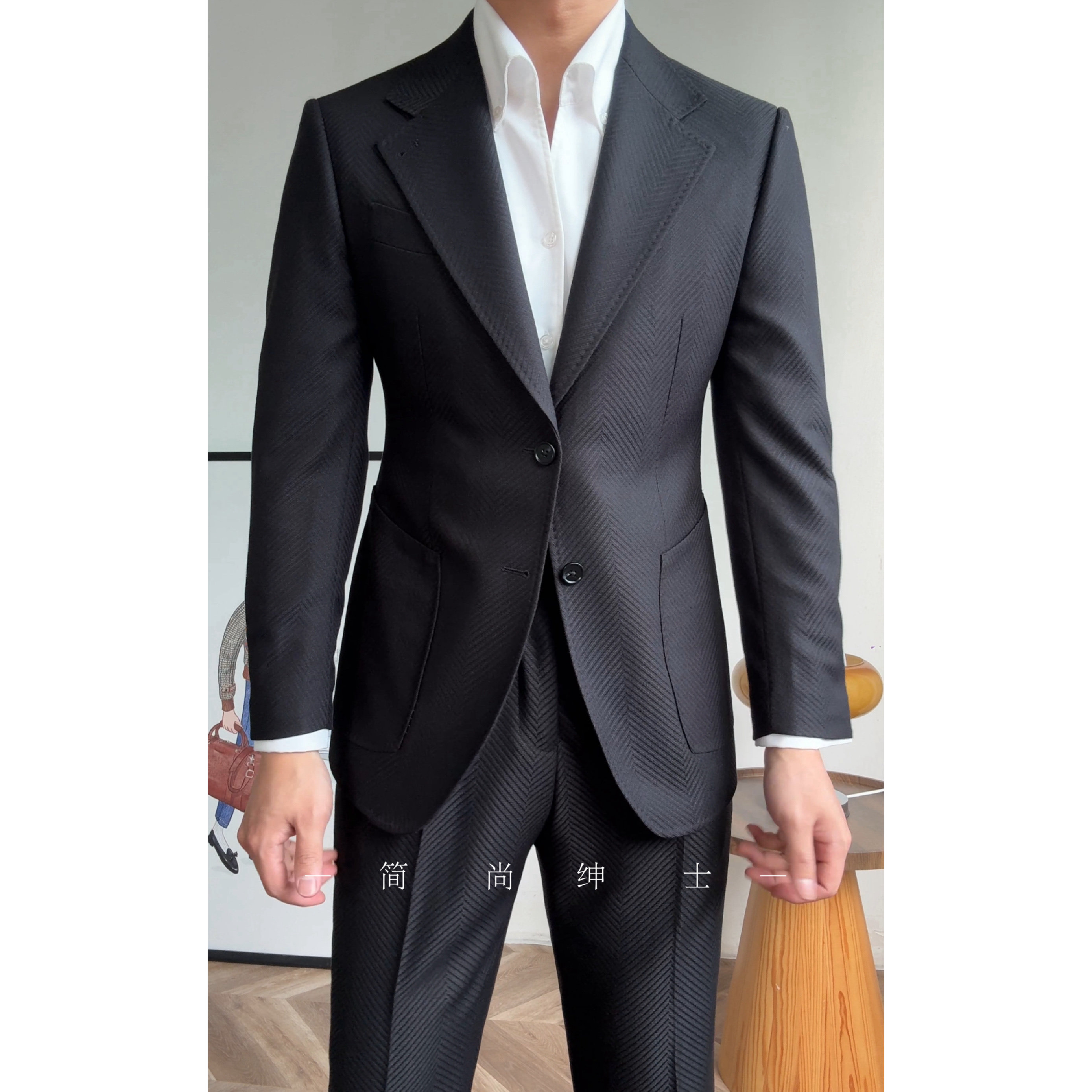 春季新款轻奢商务绅士款鱼骨纹那不勒斯单排扣西服套装22200,男装,西服套装,淘宝优惠券,粉丝福利购,淘宝优惠卷