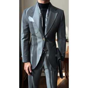 秋冬新款意式布雷泽多口袋西服套装商务绅士英伦复古风西服套装