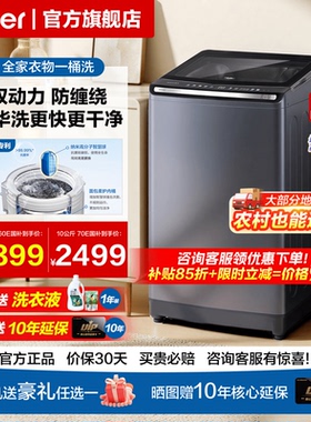 [焕新补贴]海尔双动力防缠绕波轮洗衣机10/11KG自动60E家用云溪77