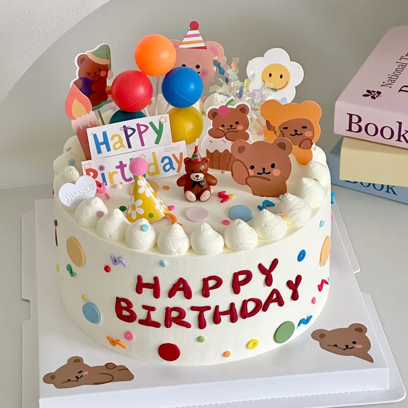 小熊生日蛋糕装饰六一儿童节