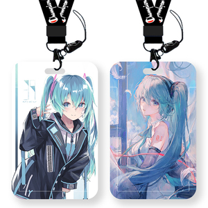 学生卡套校园饭卡挂绳挂脖滑盖式塑料硬壳胸牌Miku初音未来二次元