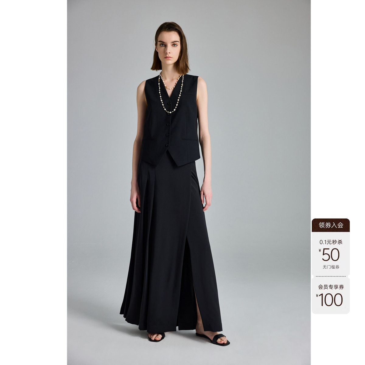 CHICC3精纺羊毛马甲经典黑色百搭