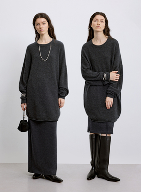 CHICC3高端CONSINEE康赛妮羊毛羊绒纱松弛慵懒风圆弧下摆廓形毛衣