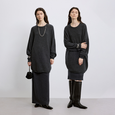 CHICC3高端CONSINEE康赛妮羊毛羊绒纱松弛慵懒风圆弧下摆廓形毛衣