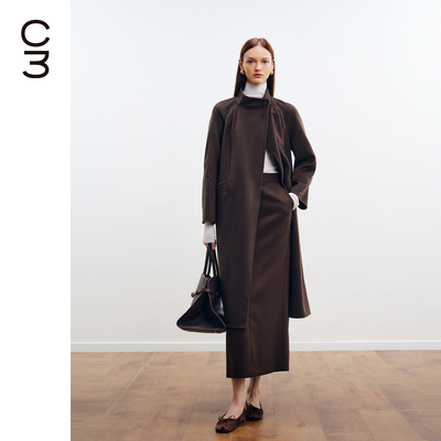 CHICC315.5微米小山羊绒羊毛混纺中长款秋冬新款羊毛呢外套