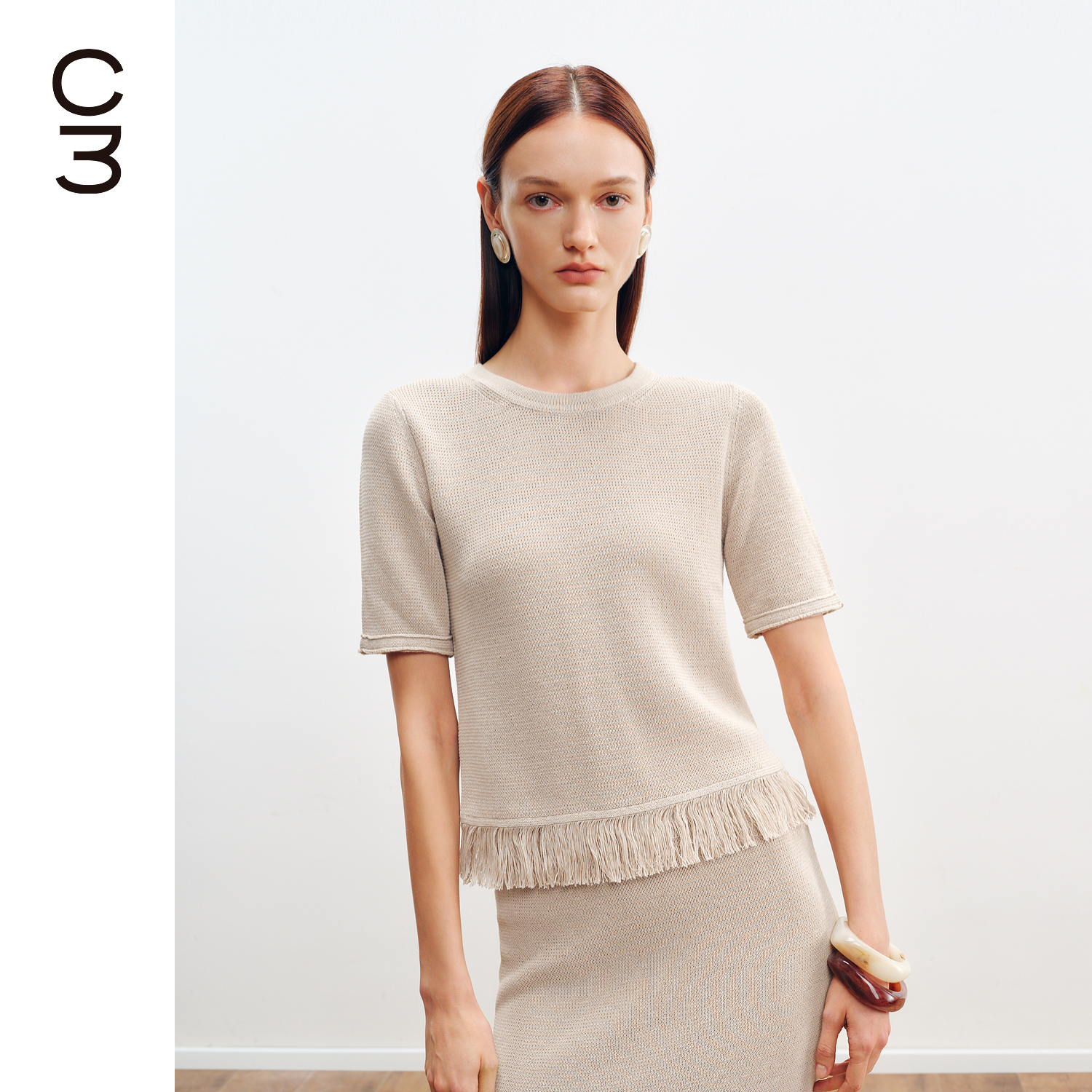 CHICC3唤醒度假DNA灵动手工琴弦流苏短袖上衣